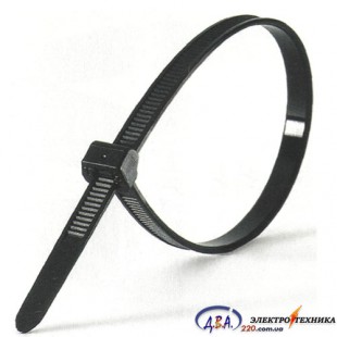 Хомут кабельний Хс пластиковий колір - чорний розмір  5mm x 400mm   (упаковка 50 шт.)