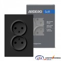 Розетка подвійна Ardero ER112-B Soft 16А без заземлення чорна