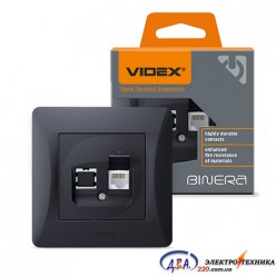  Videx Binera Розетка CAT6 одинарна комп'ютерна чорна