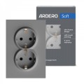 Розетка подвійна Ardero ER122-G Soft 16А із заземленням сіра