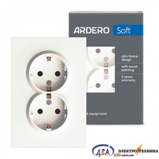 ARDERO ER122-W розетка подвійна із заземленням білий 16А Soft