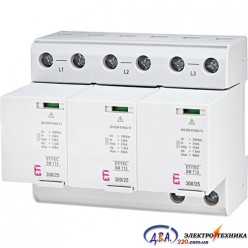 Обмежувач перенапруги ETITEC SM T12 300/25 (3+0, 6p, TNC) ETI