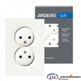Розетка подвійна Ardero ER112-W Soft 16А без заземлення біла