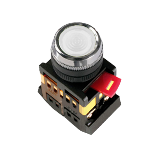 Кнопка ABLFS-22 белая d22мм неон/240В 1з+1р IEK