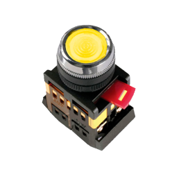Кнопка ABLFS-22 жолтая d22мм неон/240В 1з+1р IEK