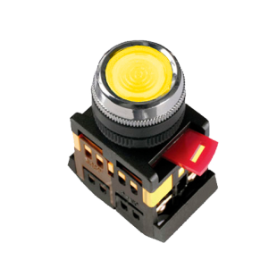 Кнопка ABLFS-22 жолтая d22мм неон/240В 1з+1р IEK