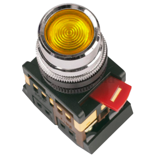 Кнопка ABLF-22 жолтая d22мм неон/240В 1з+1р IEK