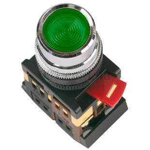 Кнопка ABLF-22 зеленая d22мм неон/240В 1з+1р IEK
