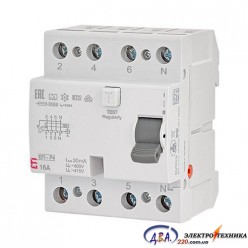 Реле диференційне (ПЗВ) 4р EFI6-P4 40/0,03 тип AC (6kA)ETI