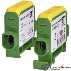 Ввідна силова клема EDBJ-1x35-1x35/PE (125A, 1000V AC/1500V DC, IN: 1x35, OUT: 1x35, жовт.-зел.) ETI