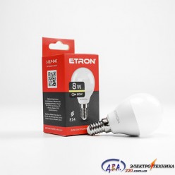 Лампа світлодіодна ETRON  Light Power G45 8W 3000K E14 куля 1-ELP-043 