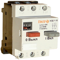 Автоматичний вимикач захисту двигуна АЗД1-80, 400В, 3Р,  діапазон налаштування 1-1,6A  ElectrO  