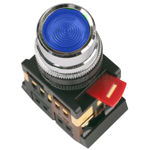 Кнопка ABLF-22 синяя d22мм неон/240В 1з+1р IEK