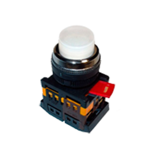 Кнопка ABLFP-22 белая d22мм неон/240В 1з+1р IEK