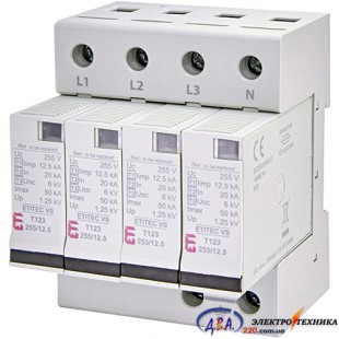 Обмежувач перенапруги ETITEC V T12 280/12,5 (4+0) RC ETI