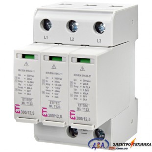 Обмежувач перенапруги ETITEC ML T123 300/12,5 (3+0, 3p, TNC) ETI