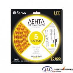 Світлодіодна стрічка Feron SANAN LS604 60SMD/м 12V IP65 жовта